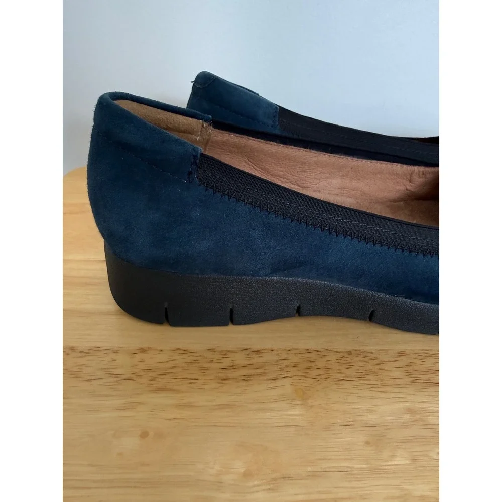 Clarks Artisan Daelyn Hill Navy Nubuck Suede Slip On Shoes Women's Size 9.5